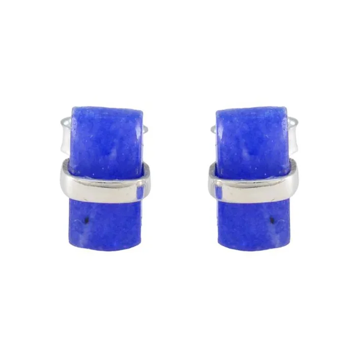 Chalcedony Middle Eastern Joaquina Solitaire Stud Blue 925 Silver Earring