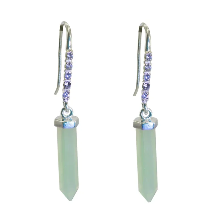 Chalcedony Spanish Aurora multiple Dangle Blue 925 Silver Earring