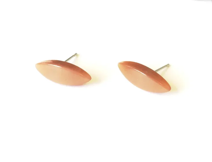 Champagne Beige Moonglow Marquis Stud Earrings