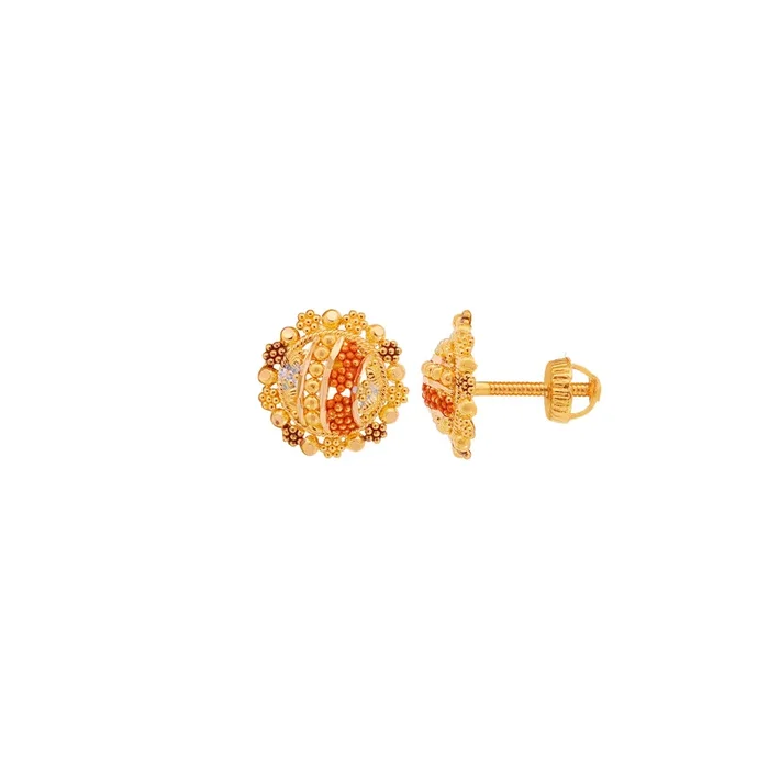 Charming Three tone Earrings in 22K Gold