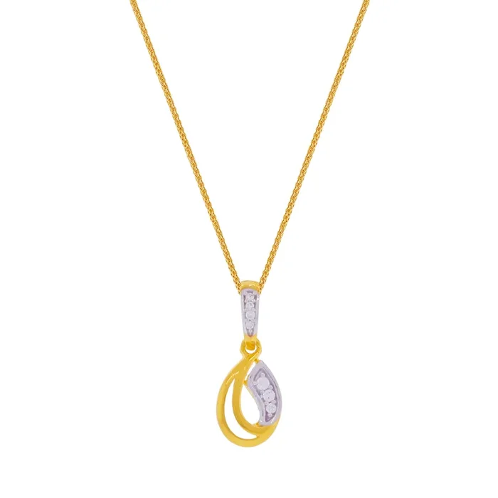Charming Two tone Pendant With CZ in 22K Gold