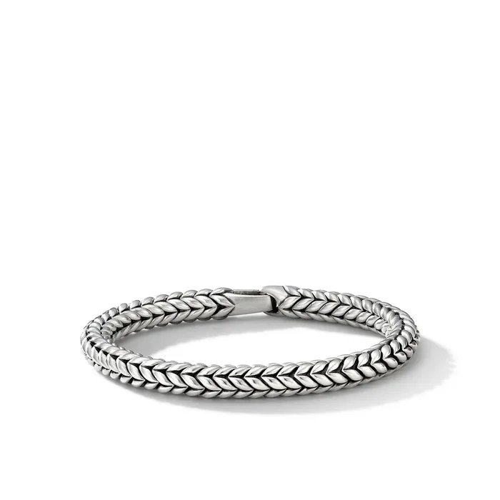 Chevron Bead Bracelet in Sterling Silver, 8mm