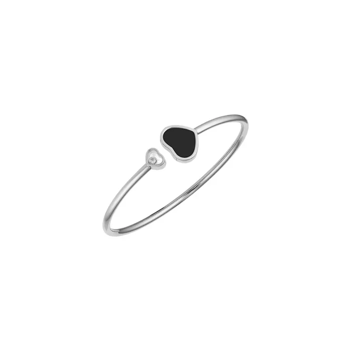 Chopard Happy Hearts bangle bracelet in white gold, diamonds, and onyx – Lepage