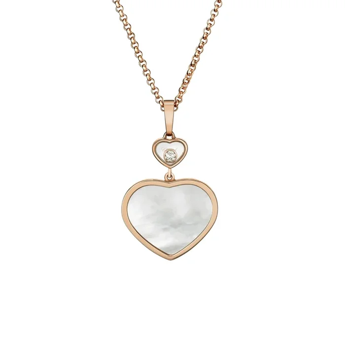 Chopard Happy Hearts necklace in rose gold, diamond and mother-of-pearl- Lepage