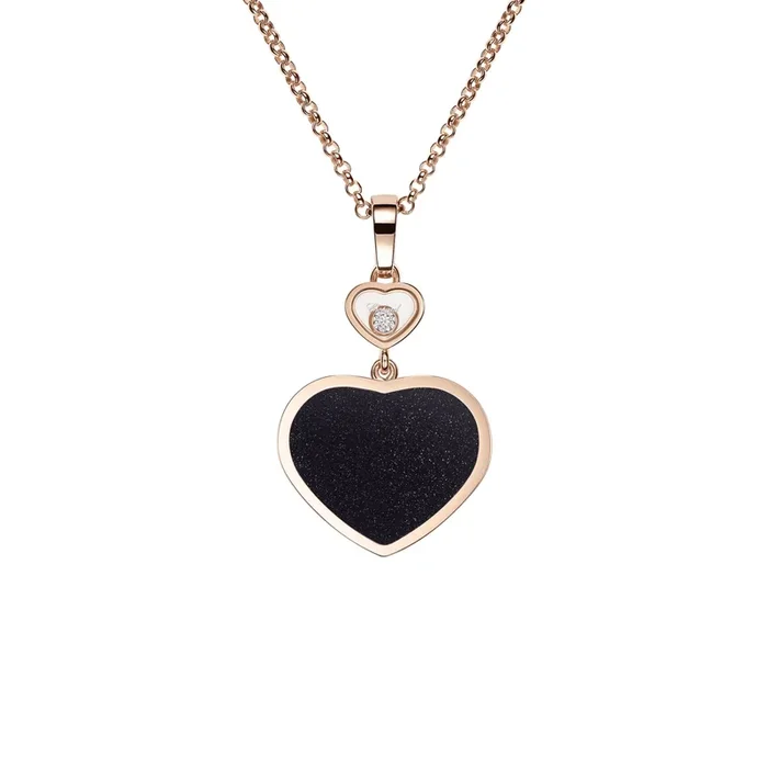 Chopard Happy Hearts necklace in rose gold, diamonds, and aventurine – Lepage