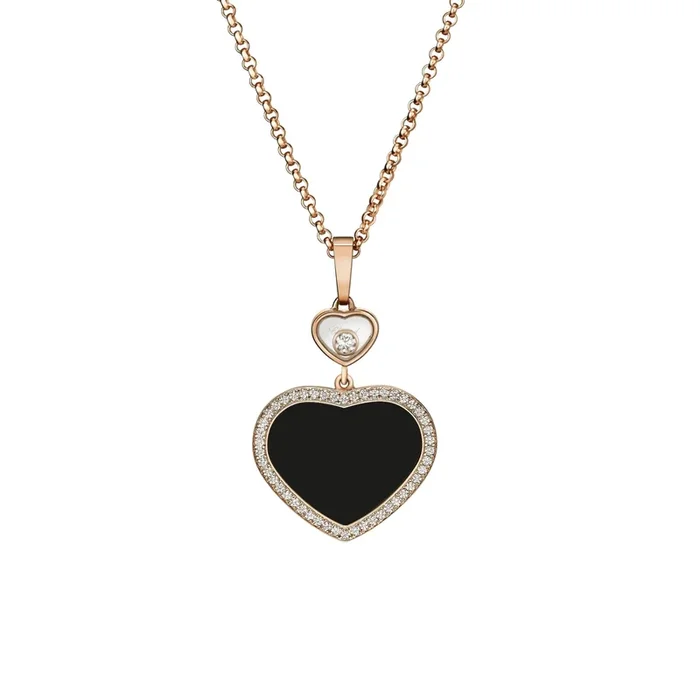 Chopard Happy Hearts necklace in rose gold, onyx, and diamonds – Lepage
