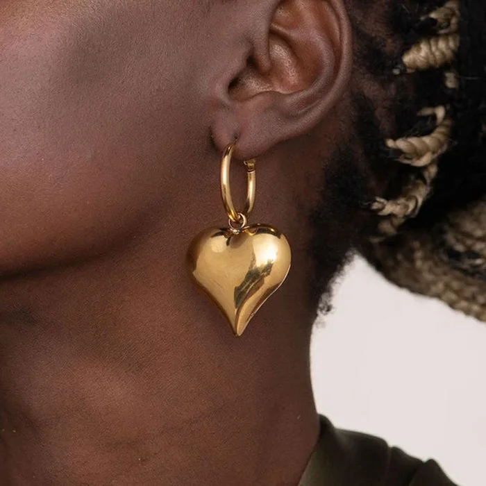 Chunky Heart Hoop Earrings