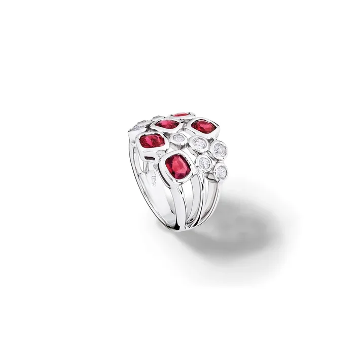 Cirkel Ring 18ct White Gold – Red Spinel & Diamond