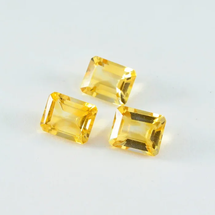 Citrine 1PC Chunky 13×18 MM Emerald Faceted Yellow Fiery Semi Precious Gems