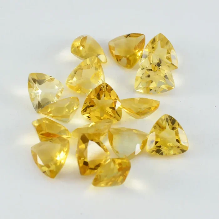 Citrine 1PC Medium 9×9 MM Triangle Faceted Yellow Lustrous Semi Precious Gems