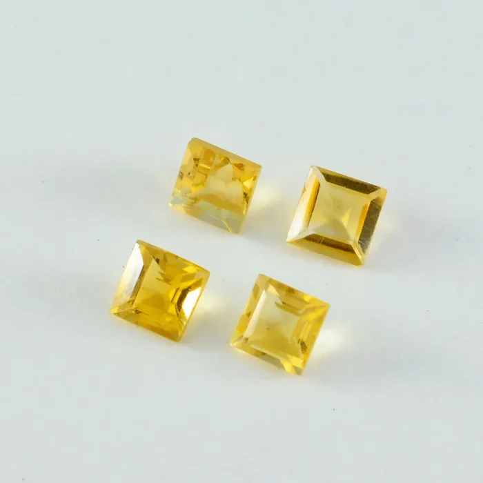 Citrine 1PC Small 7×7 MM Square Faceted Yellow Splendid Semi Precious Loose Gemstone