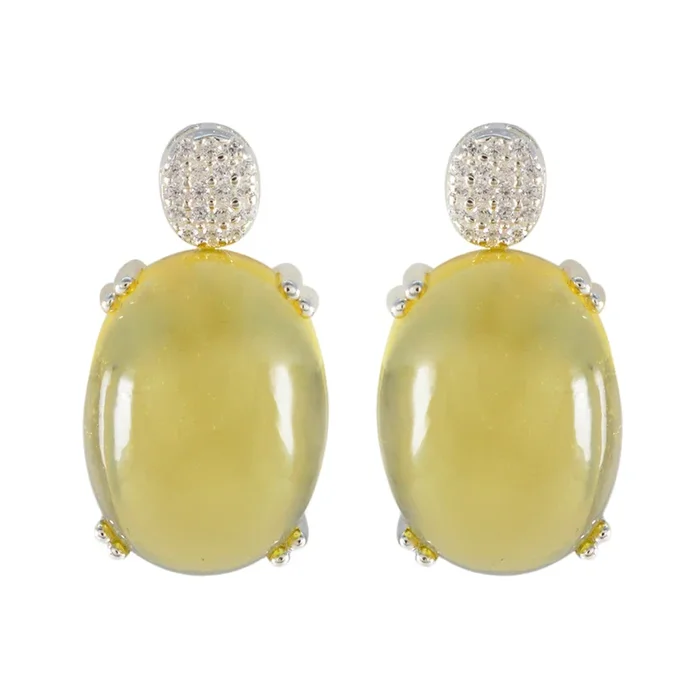 Citrine American Lourdes multiple Stud Yellow Silver Earring