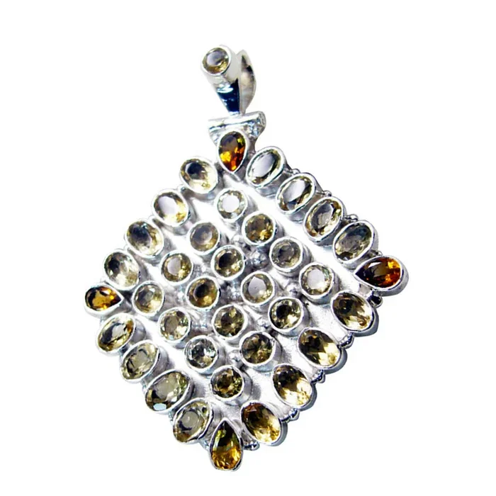 Citrine Chunky Latin American Silver multiple Ana Traditional Yellow Pendant Jewelry