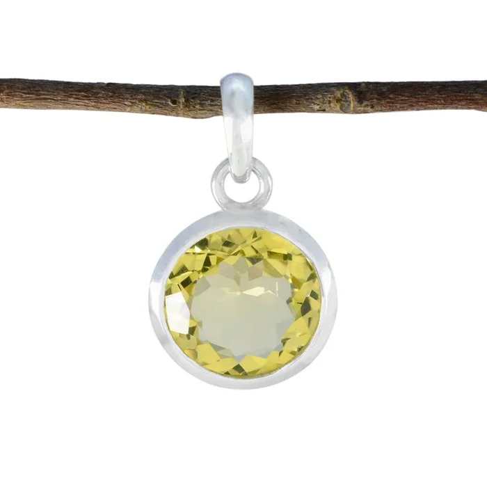 Citrine Featherlight Italian Sterling Silver Solitaire Lucia Trendy Yellow Pendant Jewellery