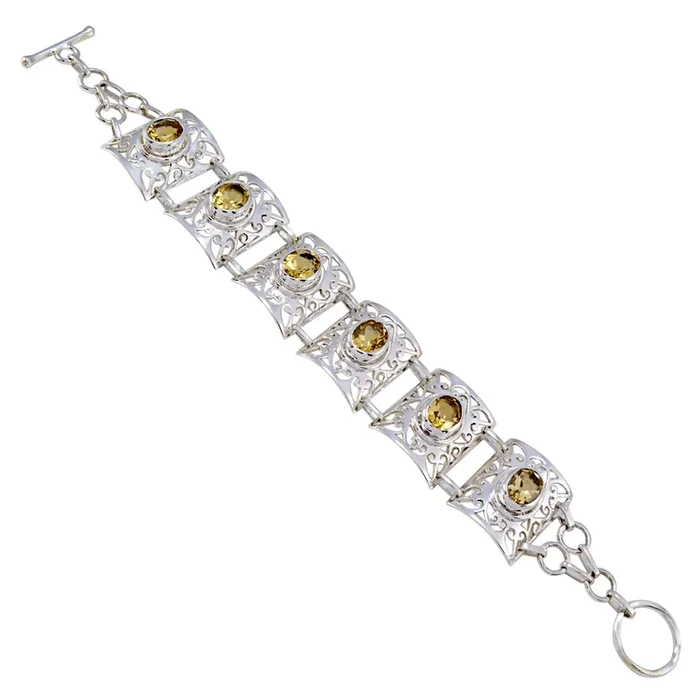 Citrine Galentine’s Day Essential Yellow 925 Silver Links Bracelet