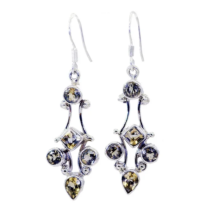 Citrine Italian Zoe multiple Dangle Yellow 925 Silver Earring