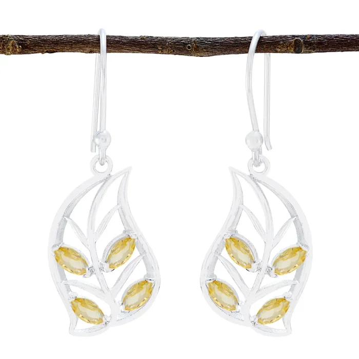Citrine Japanese Josephine multiple Dangle Yellow Silver Earring