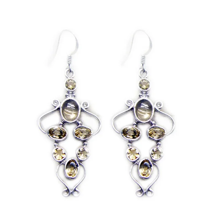 Citrine Japanese Yasmin multiple Dangle Yellow 925 Silver Earring