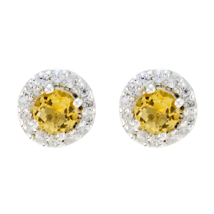 Citrine Moroccan Camilla multiple Stud Yellow 925 Sterling Silver Earring