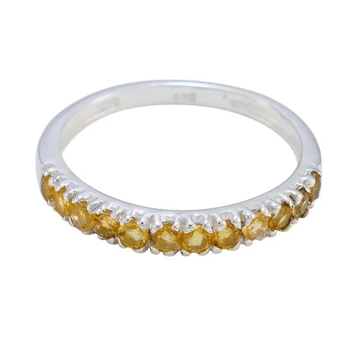 Citrine multiple Korean 925 Silver Yellow Gems Elegant Feminine Band Jewelry
