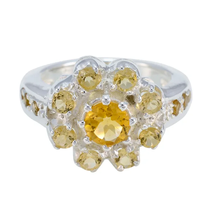 Citrine multiple Moroccan 925 Sterling Silver Yellow Gemstones Versatile Contemporary Ring Jewellery
