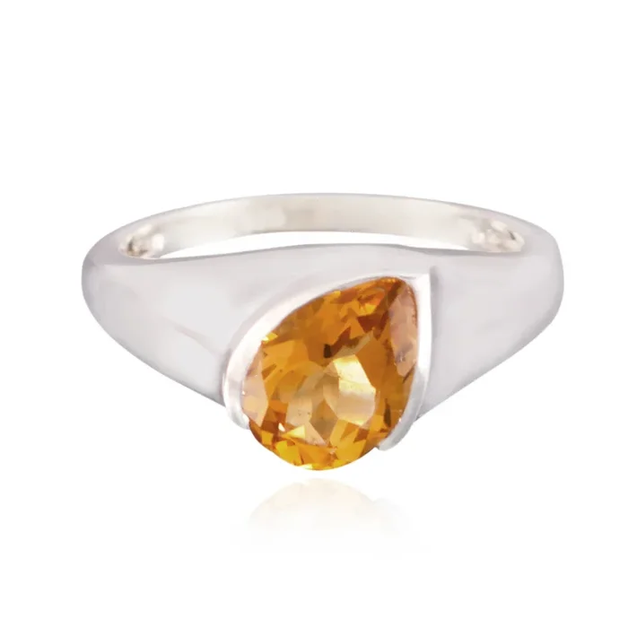 Citrine Solitaire African 92.5 Silver Yellow Gemstones Featherlight Glamorous Ring Jewellery