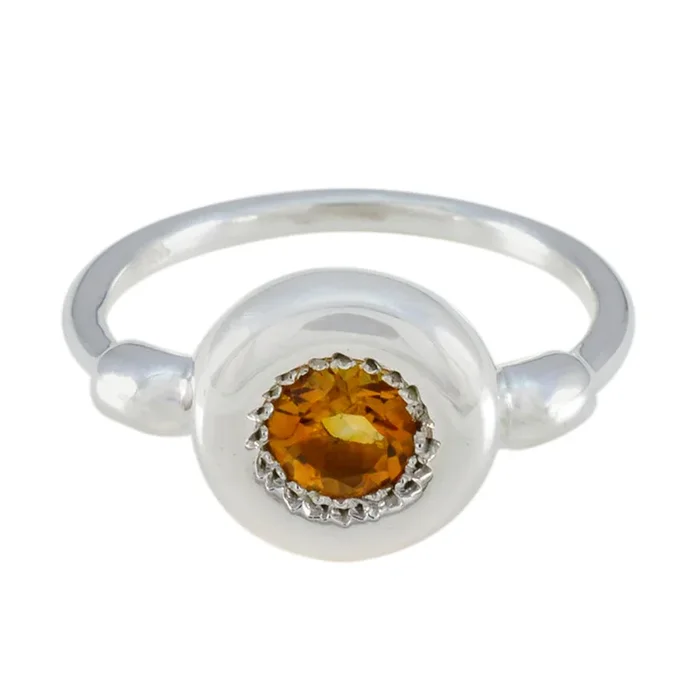 Citrine Solitaire Japanese Sterling Silver Yellow Gems Whisper-thin Glamorous Ring Jewellery