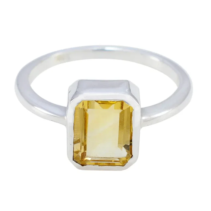 Citrine Solitaire Japanese Sterling Silver Yellow Gemstones Whisper-thin Contemporary Ring Jewelry