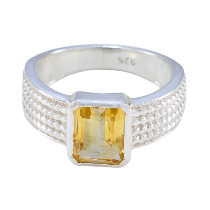 Citrine Solitaire Moroccan Sterling Silver Yellow Gems Mid-weight Graceful Ring Jewelry