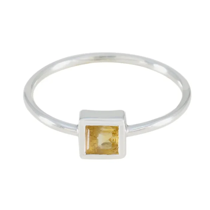 Citrine Solitaire Turkish 925 Silver Yellow Gemstones Elegant Sophisticated Ring Jewellery