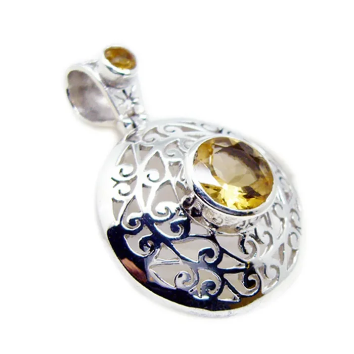 Citrine Statement Italian 925 Silver Toi et Moi Bianca Victorian Yellow Pendant Jewelry