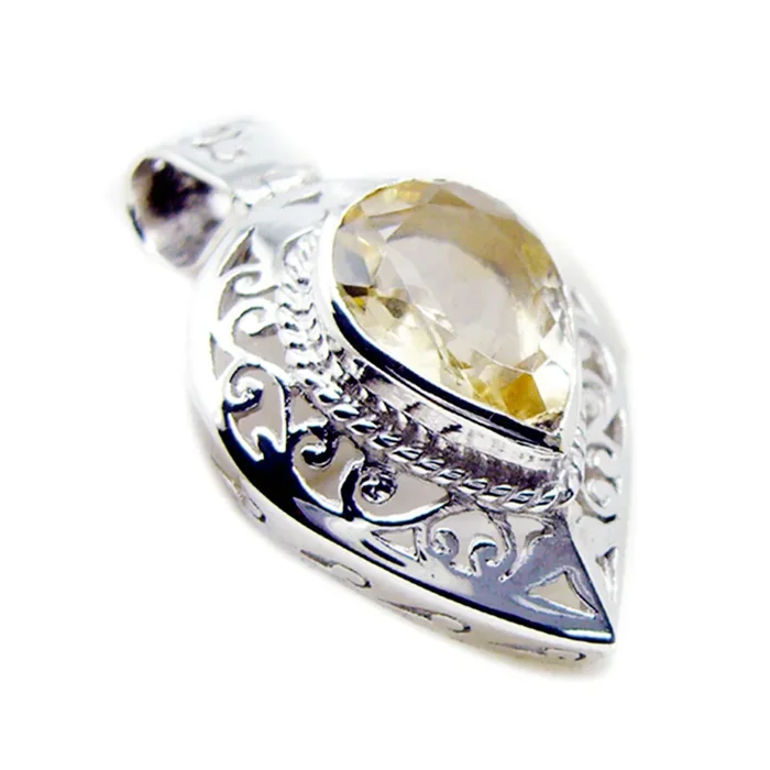 Citrine Statement Spanish Silver Solitaire Carla antique Yellow Pendant Jewelry