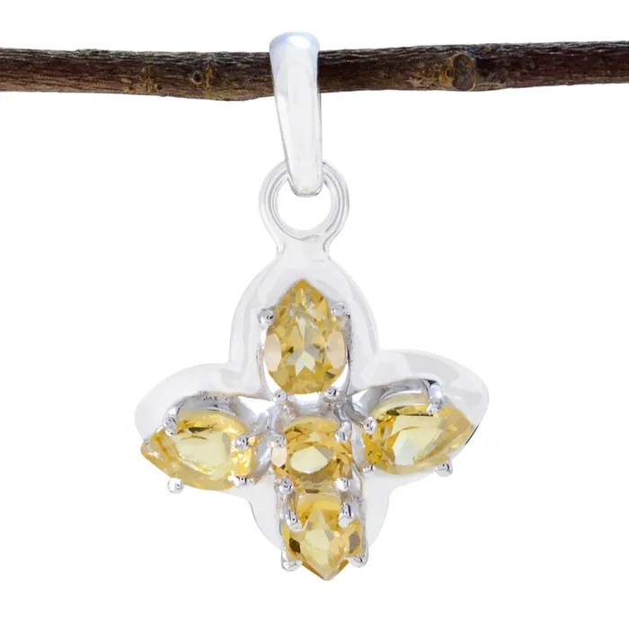 Citrine Whisper-thin American Sterling Silver multiple Julia Fairytale Yellow Pendant Jewellery
