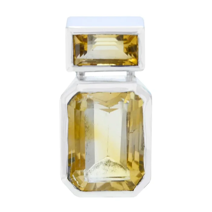 Citrine Whisper-thin Russian 925 Silver Toi et Moi Zoey Signet Yellow Pendant Jewelry