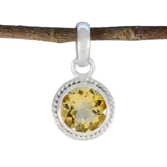Citrine Whisper-thin Turkish 92.5 Silver Solitaire Natalia Rope-Wire Yellow Pendant Jewellery