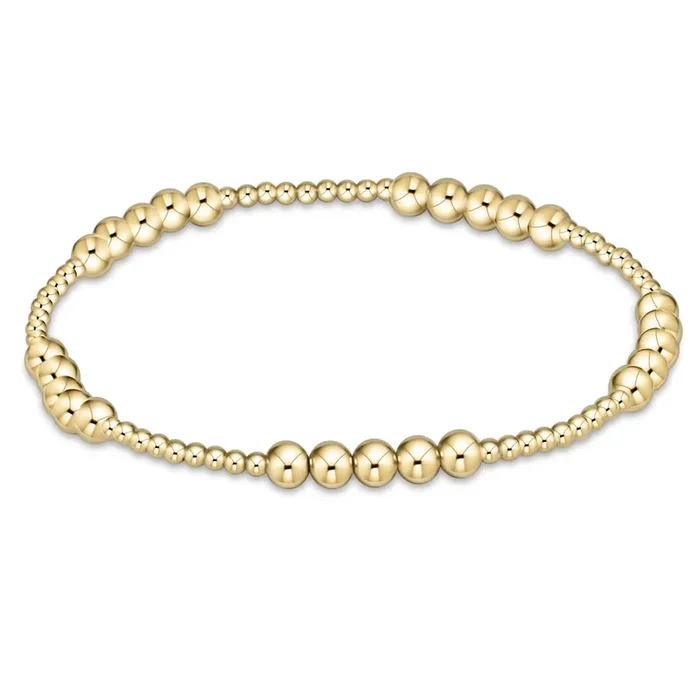 Classic Blissful Pattern 2mm Bead Bracelet – 4mm Gold