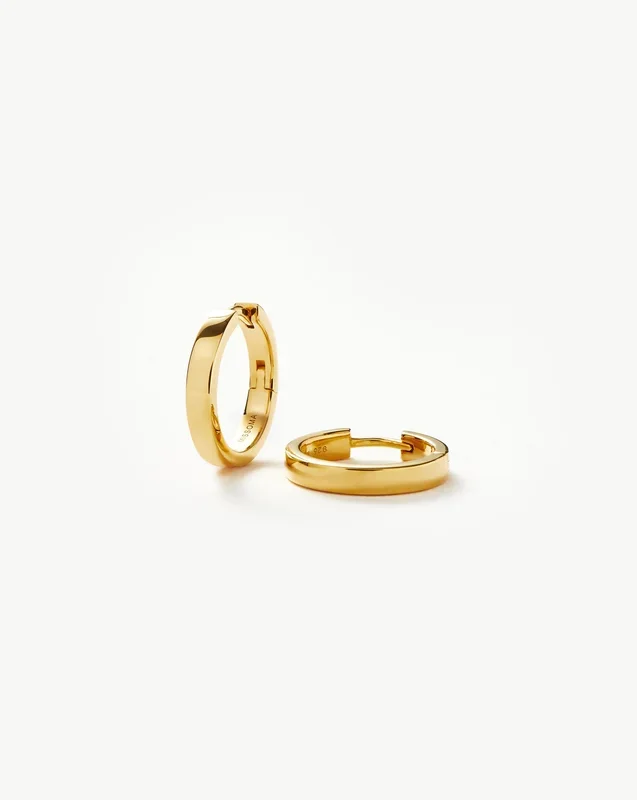 Classic Flat Small Hoop Earrings | 18ct Gold Vermeil