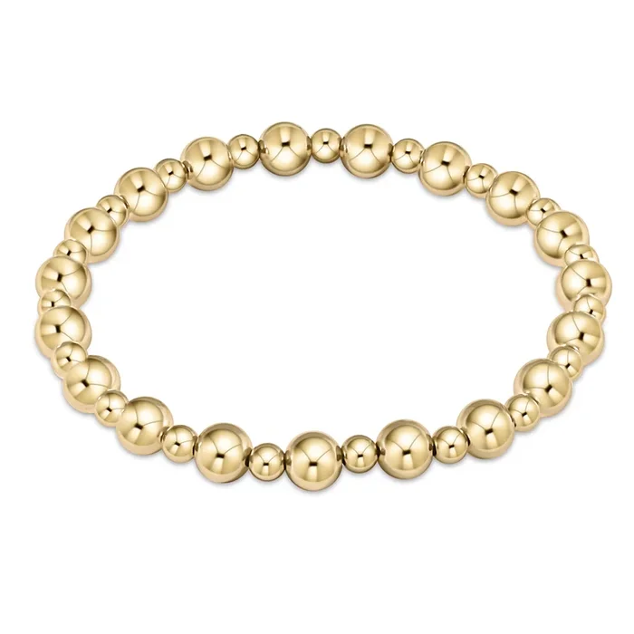Classic Grateful Pattern 6mm Bead Bracelet – Gold