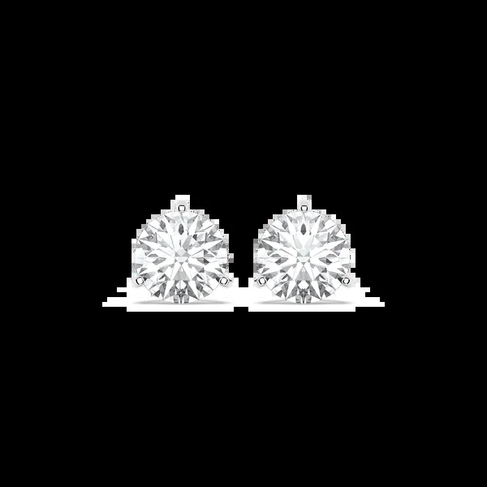 Classic Round Lab Grown Diamond Three Prong Martini Stud Earrings