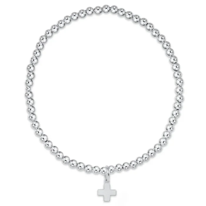 Classic Sterling 3mm Bead Bracelet – Signature Cross Sterling Charm