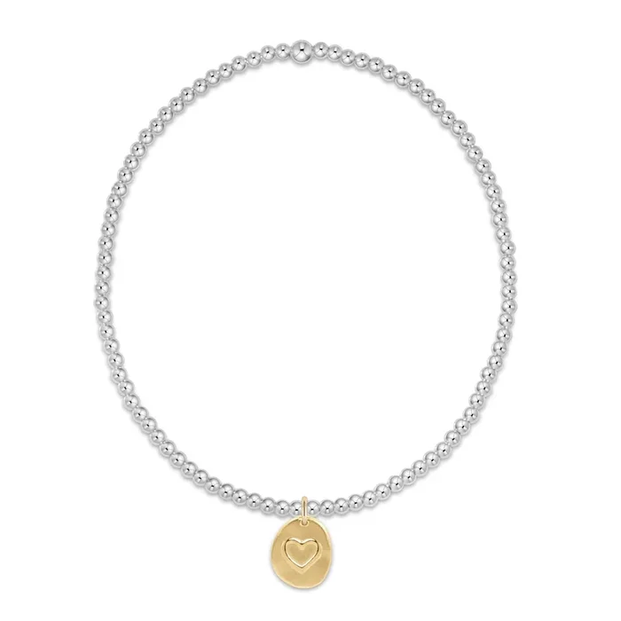 classic sterling mixed metal 2mm bead bracelet – inspire love small gold charm