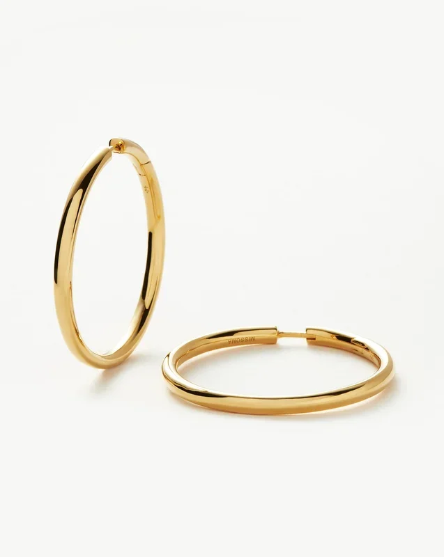 Classic Tunnel Large Hoop Earrings | 18k Gold Plated