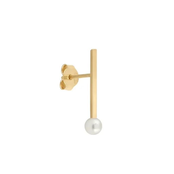Claverin Kiss Line earring in yellow gold and white pearl – Lepage