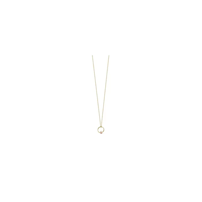 Claverin Small Ring necklace in yellow gold and natural pink pearl – Lepage