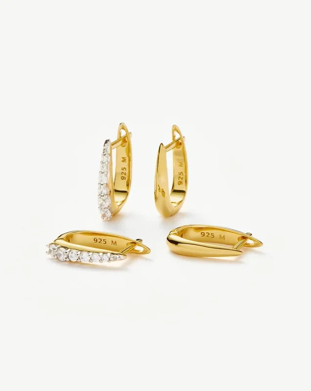 Claw Pave Huggies Earring Set | Gold/Cubic Zirconia