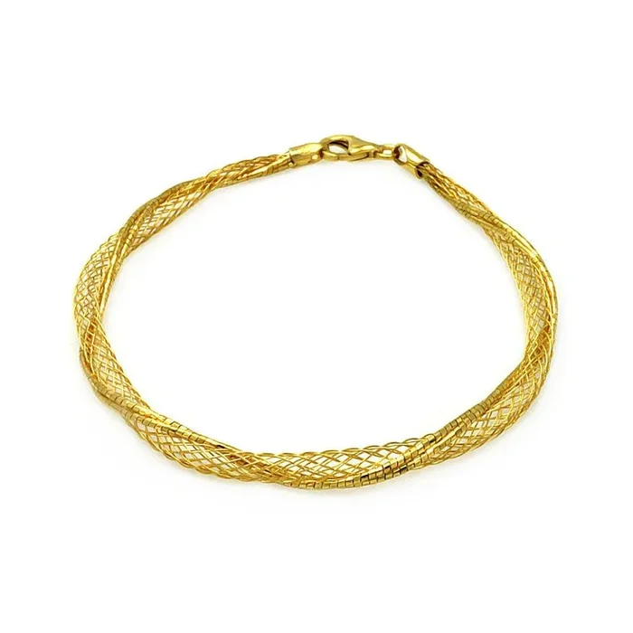 Clearance-Silver 925 Gold Plated Net Wrap Italian Bracelet – ITB00111GP
