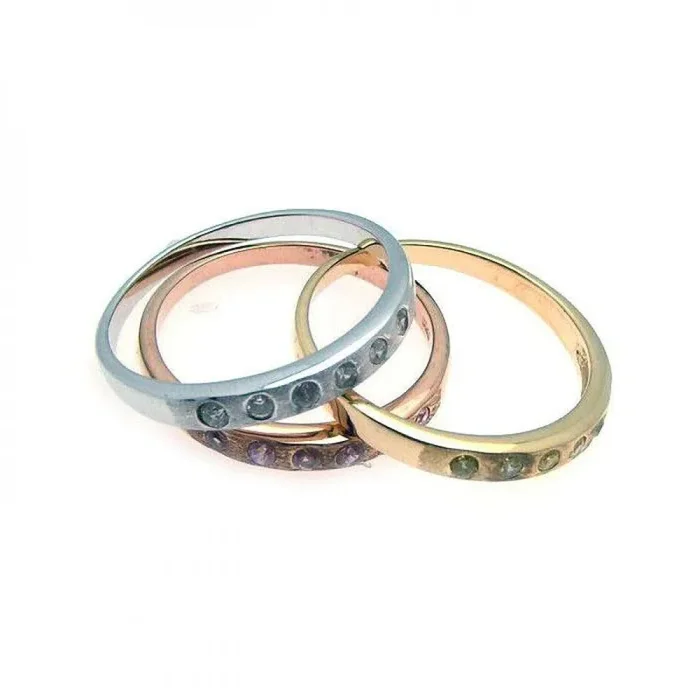 Clearance-Silver 925 Rhodium, Gold and Rose Gold Plated CZ Stackable Ring Set – STR00491