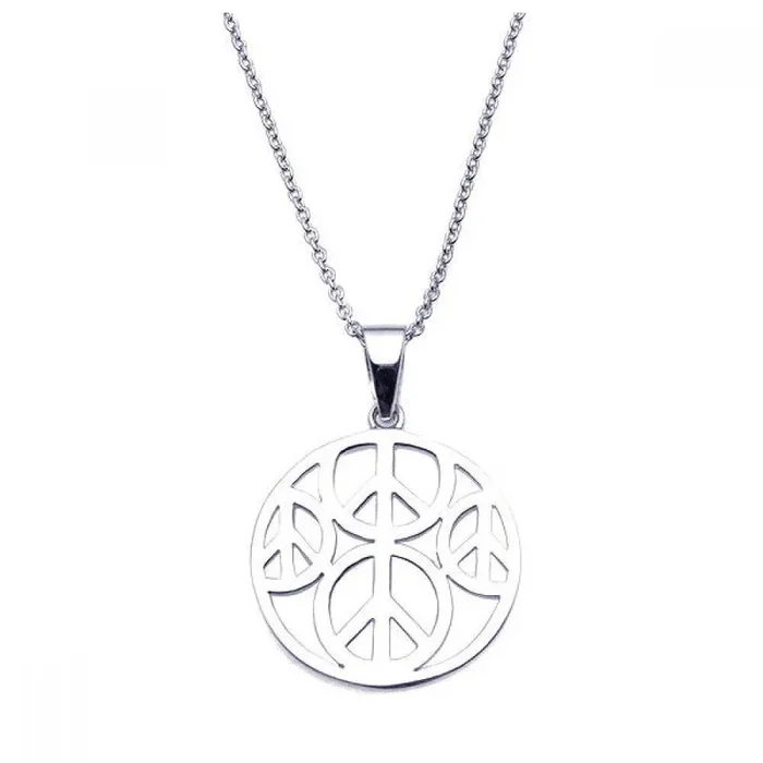 Clearance-Silver 925 Rhodium Plated Clear CZ Round Pendant Necklace – STP00900