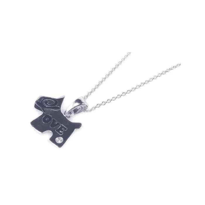 Clearance-Silver 925 Rhodium Plated Love Dog Pendant Necklace – STP00770