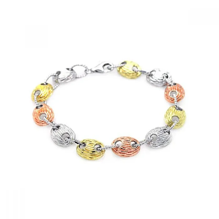 Clearance-Silver 925 Rhodium Plated Multicolor Round Bracelet – BGB00025